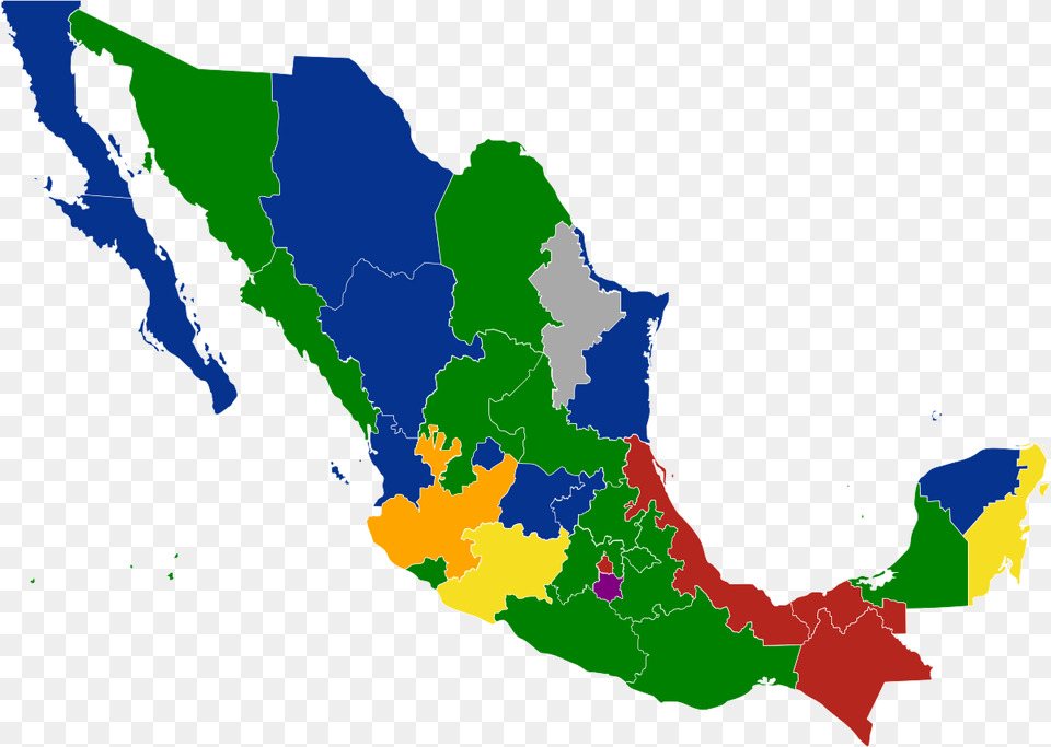 Mexico Map Outline Political Party Mexico State 2018, Chart, Plot, Land, Nature Free Transparent Png