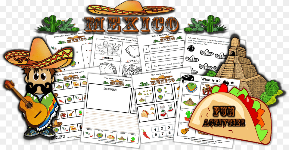 Mexico Worksheets, Clothing, Hat, Guitar, Musical Instrument Png