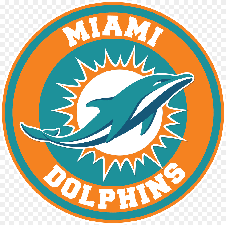 Miami Dolphins Circle Logo Vinyl Decal Sticker 5 Nfl Miami Dolphins, Animal, Dolphin, Mammal, Sea Life Free Transparent Png