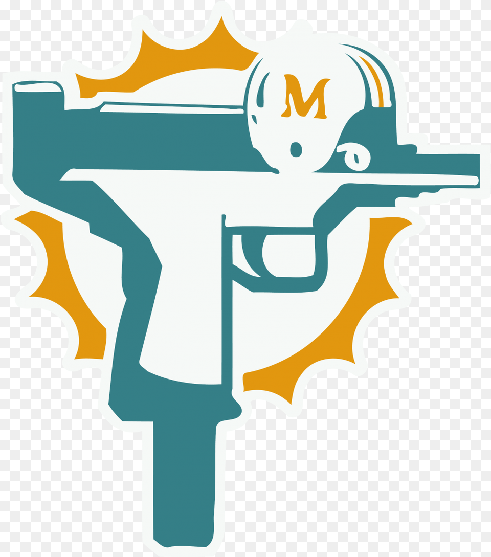 Miami Dolphins Gun T Shirt Football Miami Dolphins Uzi, Firearm, Handgun, Weapon Free Png