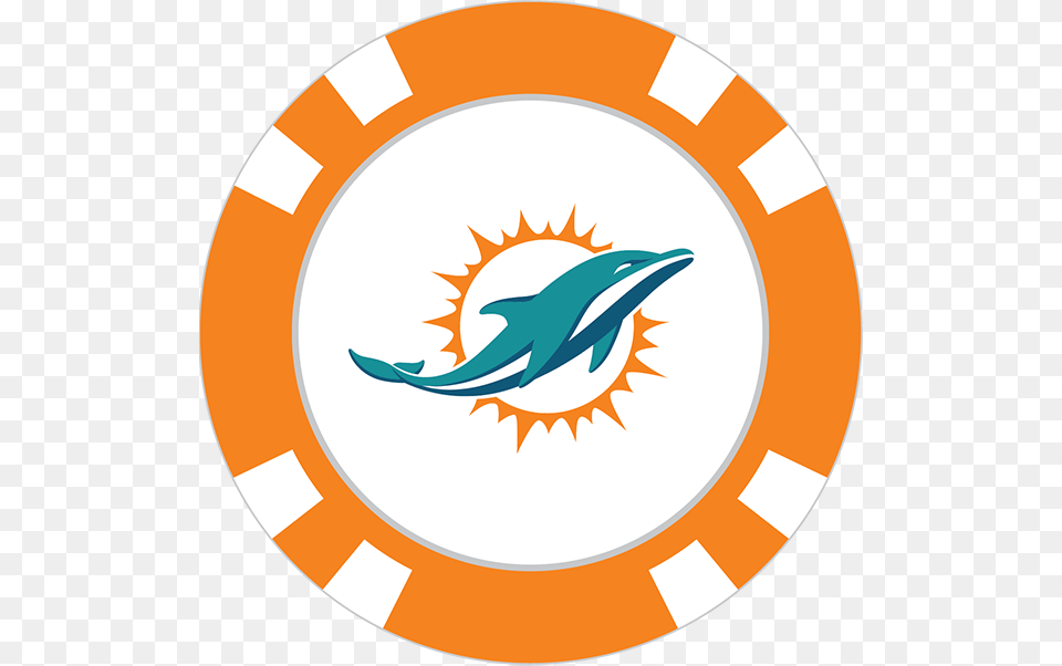 Miami Dolphins Poker Chip Ball Marker, Logo, Animal, Dolphin, Mammal Png