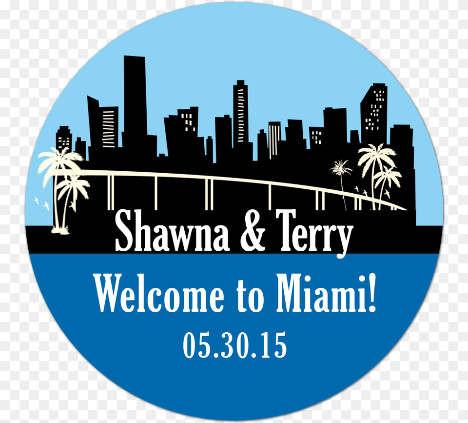 Miami Florida Skyline Personalized Sticker Wedding Bashment, City, Metropolis, Photography, Urban Free Png