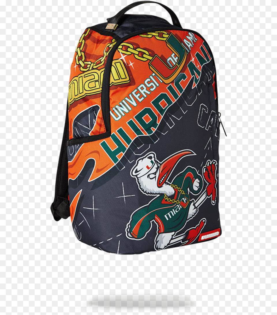 Miami Hurricanes Sprayground Backpack, Bag, Baby, Person, Accessories Free Png