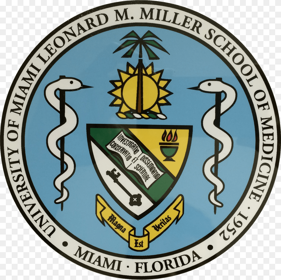 Miami Med Seal University Of Miami Seal, Emblem, Symbol, Badge, Logo Free Png Download