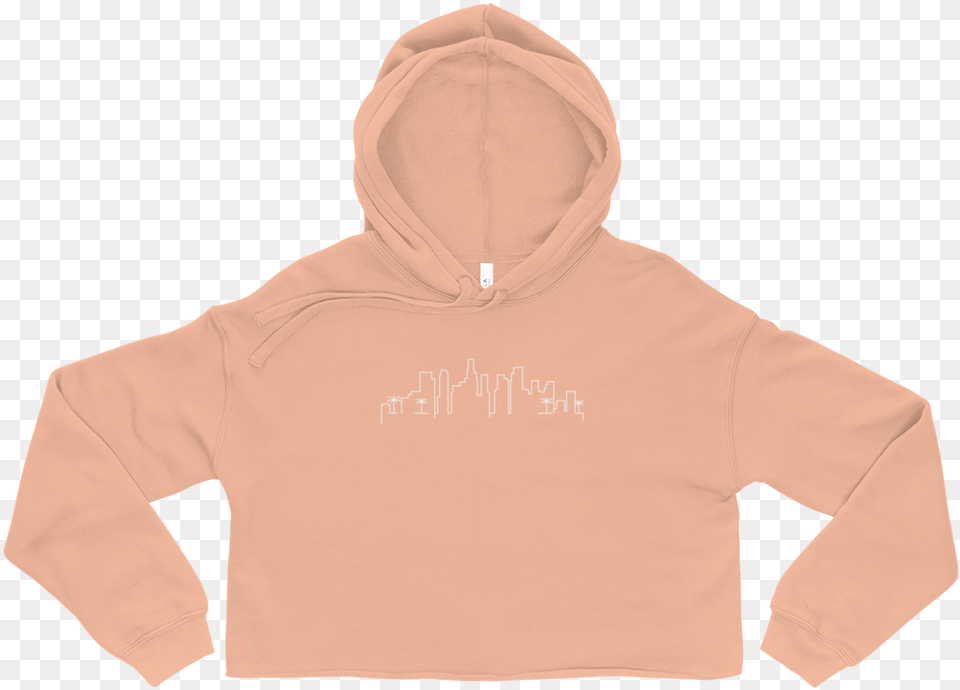 Miami Skyline Cropped Hoodie In Peach Crop Top Hoodies, Clothing, Hood, Knitwear, Sweater Free Transparent Png