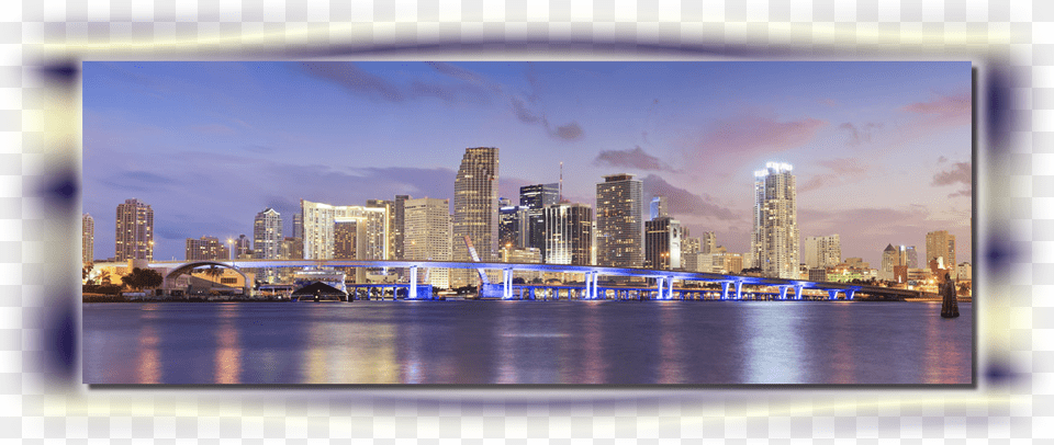 Miami Skyline Pink, Waterfront, Water, Urban, Scenery Free Png