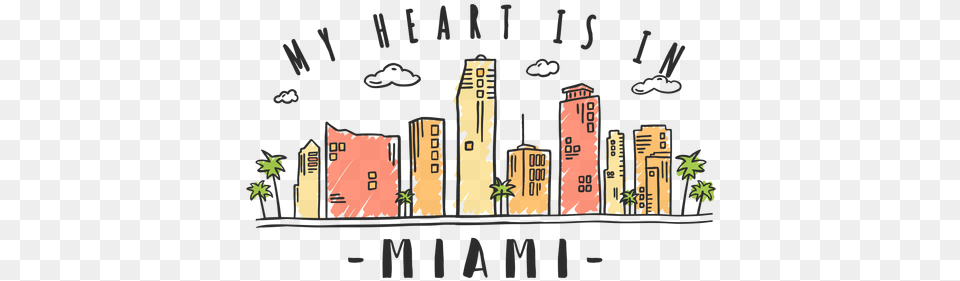 Miami Skyline Sticker Miami, City, Urban, Architecture, Building Free Png