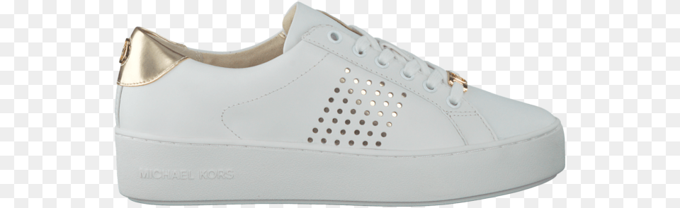 Michael Kors White Gold Poppy Lace Up Lasered Michael Michael Kors Poppy Perforated Leather Sneaker, Clothing, Footwear, Shoe Free Png