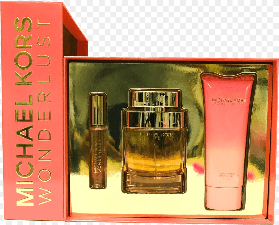 Michael Kors Wonderlust By Michael Kors 3 Pc Gift Set Michael Kors Wonderlust Gift Set, Bottle, Cosmetics, Perfume Free Png Download