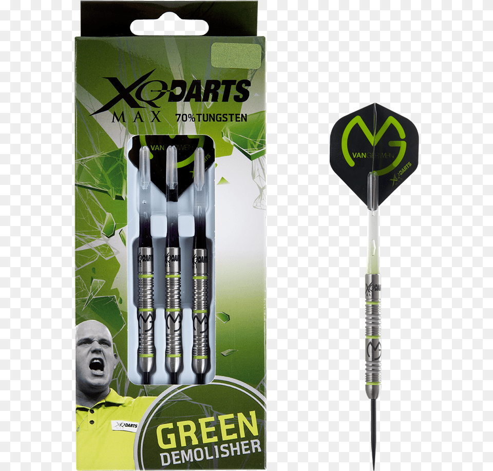 Michael Van Gerwen Green Demolisher Tungsten Dartset Michael Van Gerwen Darts Set, Adult, Male, Man, Person Free Png