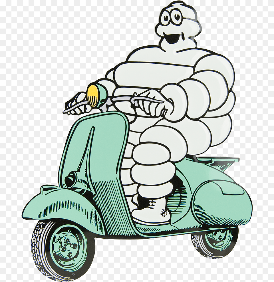 Michelin Man On Scooter, Vehicle, Transportation, Wheel, Machine Free Png