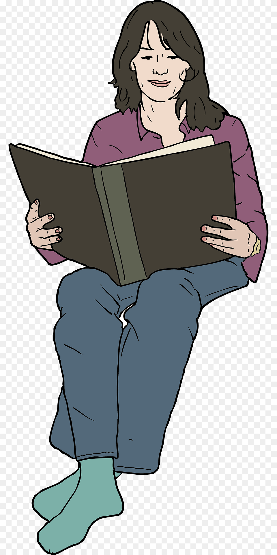 Michelle Kempner Reading Clipart, Book, Publication, Person, Clothing Free Transparent Png