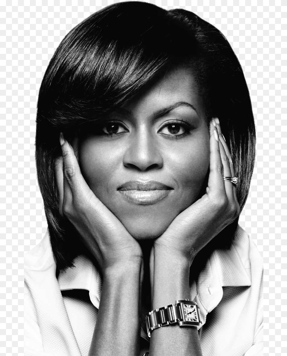 Michelle Obama Black And White, Adult, Woman, Portrait, Photography Free Png