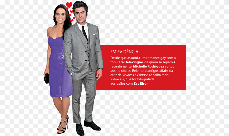 Michelle Rodriguez E Zac Efron Formal Wear, Woman, Person, Female, Fashion Png Image