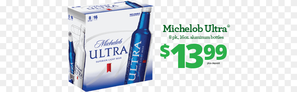 Michelob Ultra 8 Pack 16 Oz Michelob Ultra 8 Pack Aluminum, Alcohol, Beer, Beverage, Bottle Free Png Download