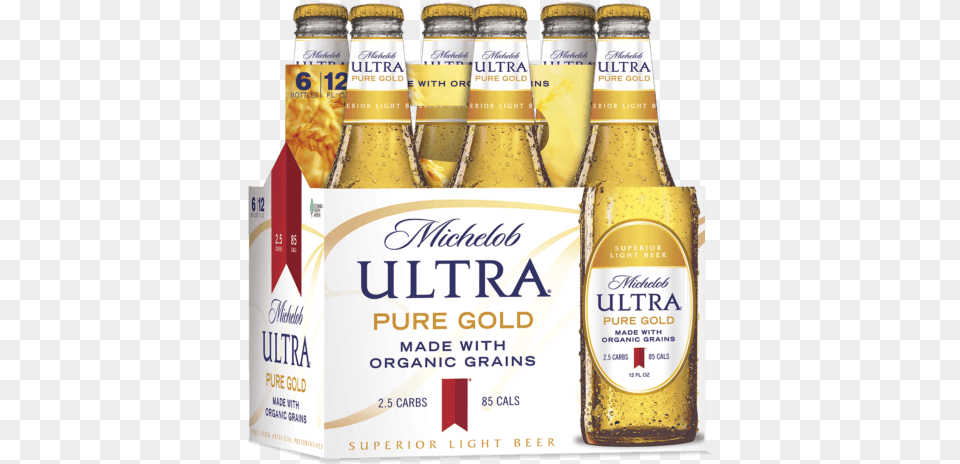 Michelob Ultra Pure Gold Organic Beer Michelob Ultra Pure Gold Bottle, Alcohol, Beverage, Lager, Beer Bottle Free Png Download