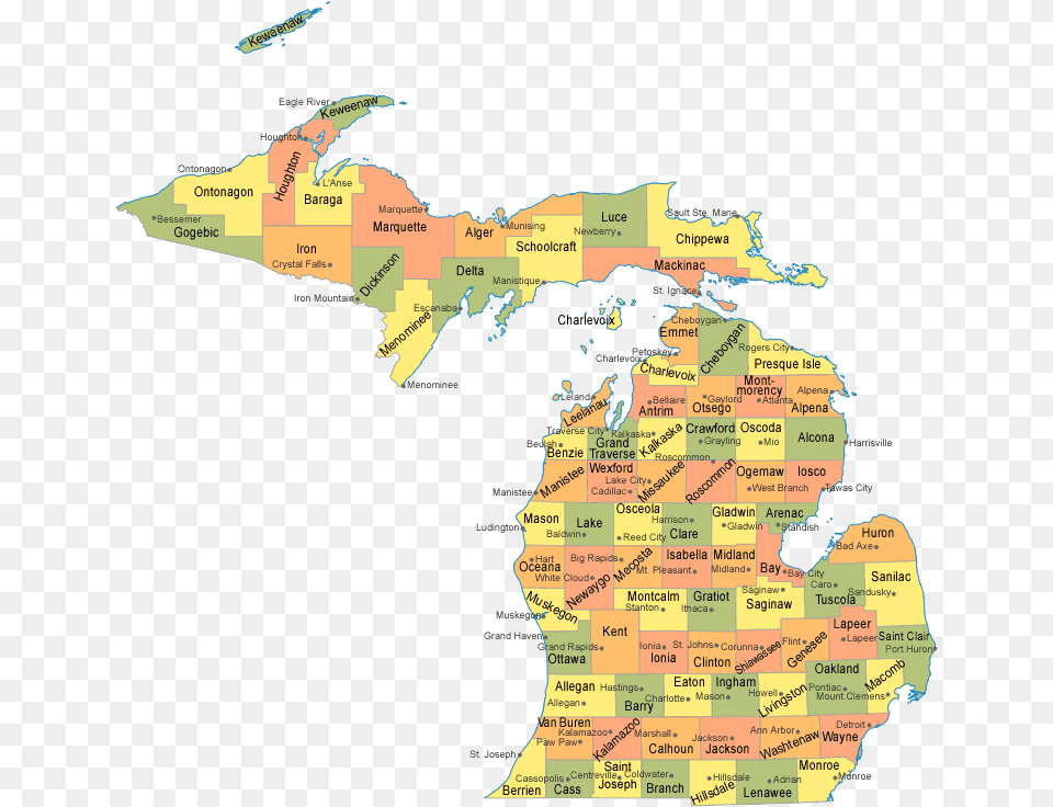 Michigan County Map Michigan Map, Chart, Plot, Atlas, Diagram Png