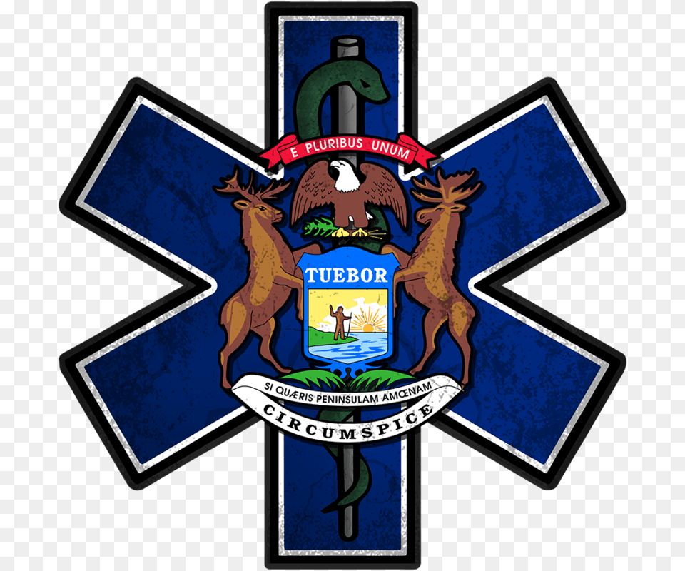 Michigan Ems Decal Small Michigan State Flag, Cross, Emblem, Symbol, Logo Free Transparent Png