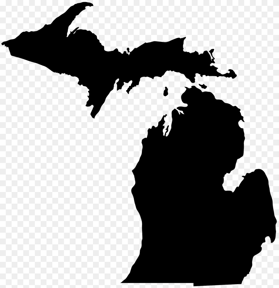 Michigan Map Silhouette, Chart, Plot, Person Png