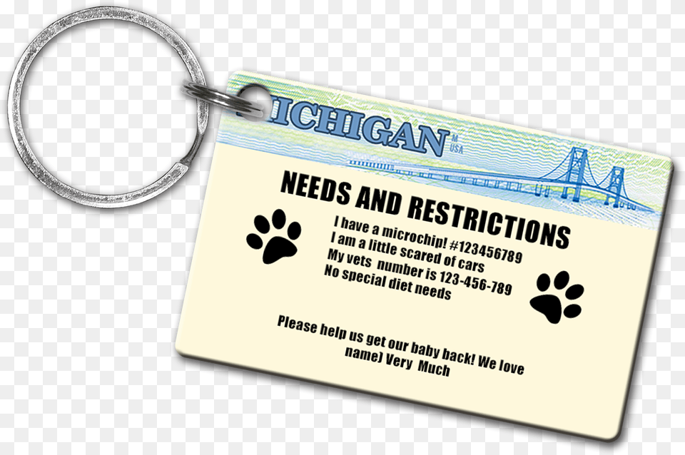 Michigan Pet Drivers License Id Tags Keychain, Text, Document, Driving License, Id Cards Png