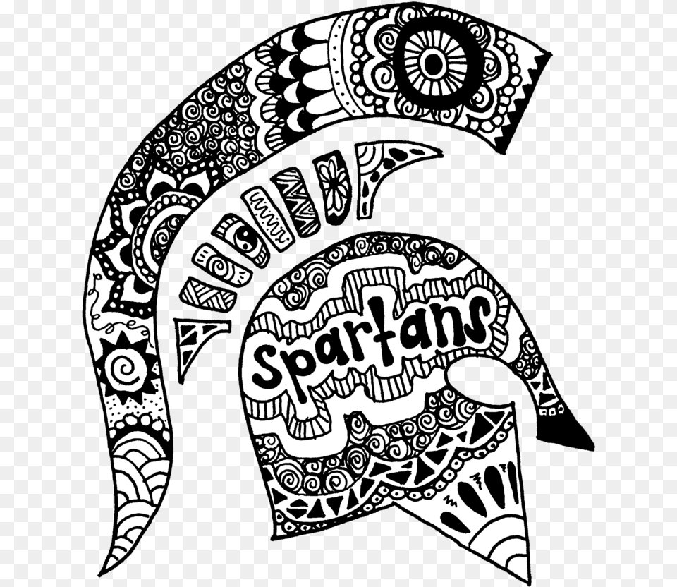 Michigan Spartans Zentangle Michigan State Spartans Coloring Page, Art, Doodle, Drawing, Pattern Png