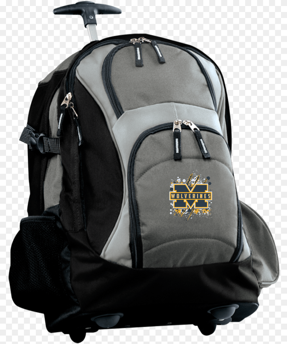 Michigan Wolverines Splatter Logo Embroidered Wheeled Backpack, Bag Png Image