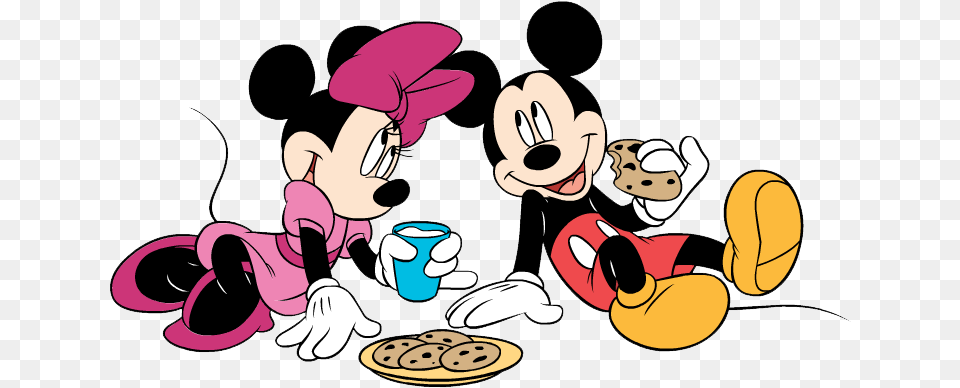 Mickey And Minnie Eating Cookies, Cartoon, Baby, Face, Head Png Image