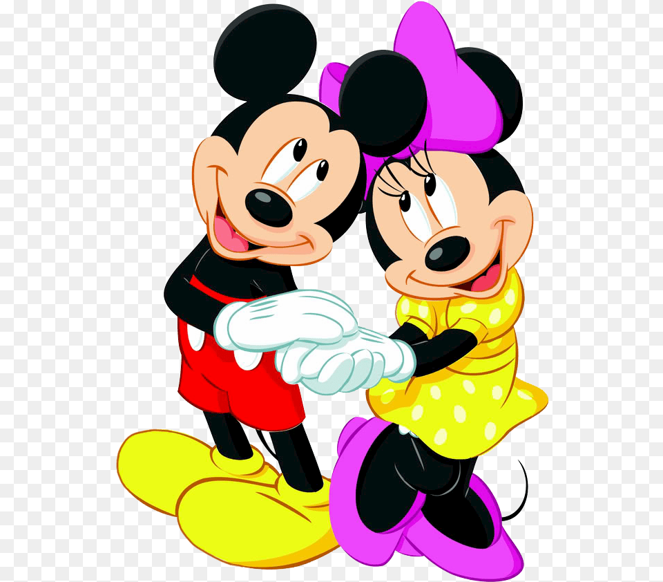 Mickey And Minnie Mouse Cartoon Characters On A Transparent Mickey Mouse And Minnie Mouse Free Png Download
