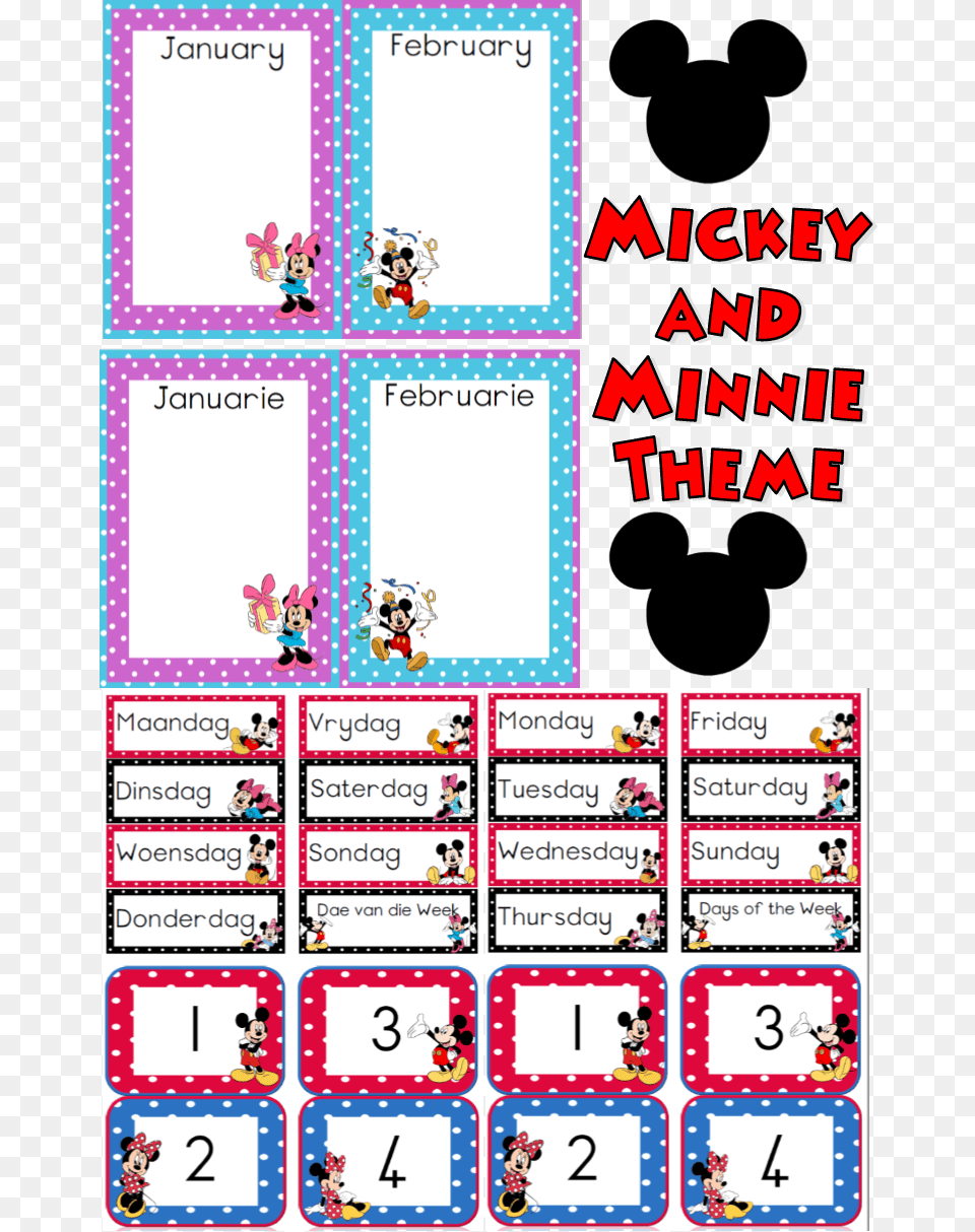 Mickey And Minnie Theme Mickey Mouse Months Of The Year, Text, Person Free Png Download