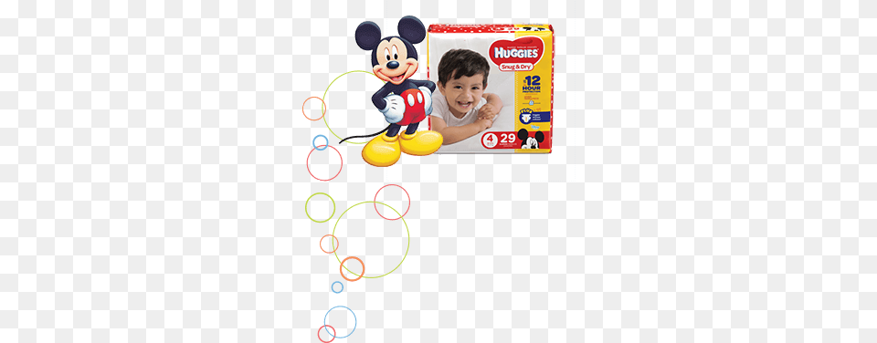 Mickey And Snugampdry Pack Huggies Diapers Size, Baby, Person Free Png Download