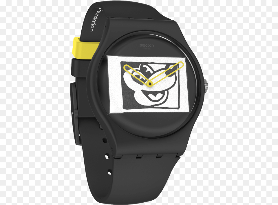 Mickey Blanc Sur Noir Suoz337 Swatch United States In Swatch New Gent, Arm, Body Part, Person, Wristwatch Png Image