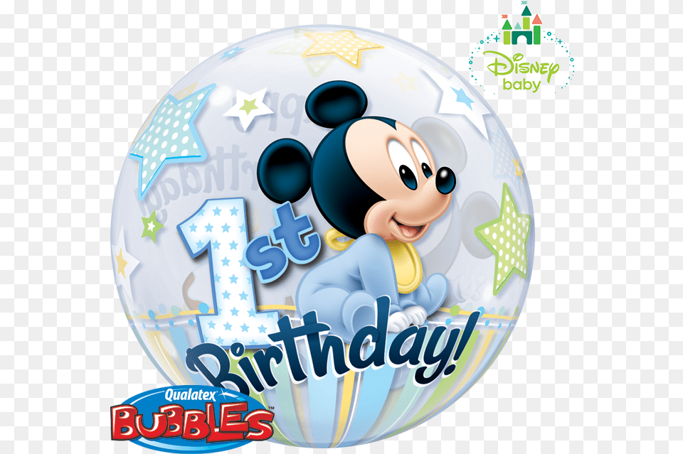 Mickey Bubble Balloon Baby Mickey Balloon In A Box 22quot Mickey Mouse 1st Birthday Bubble Balloons Mylar, Disk Free Png Download