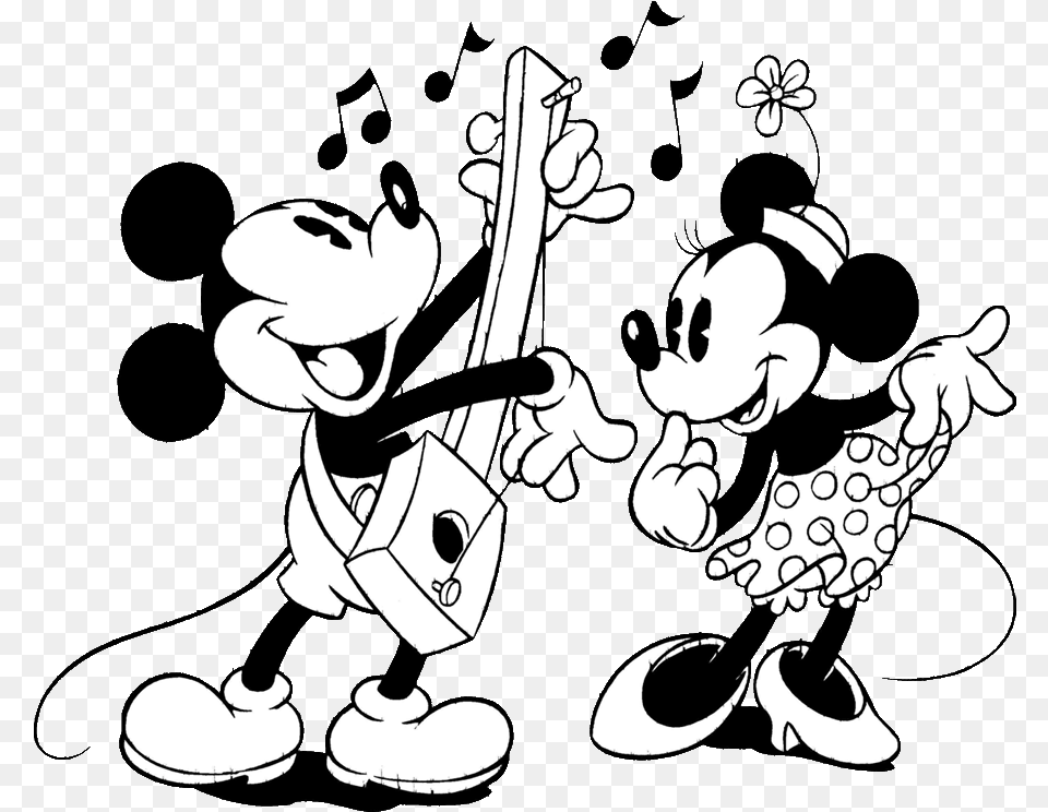 Mickey Clipart Black And White Images Pictures Black And White Mickey And Minnie, Stencil, Baby, Person, Art Png Image