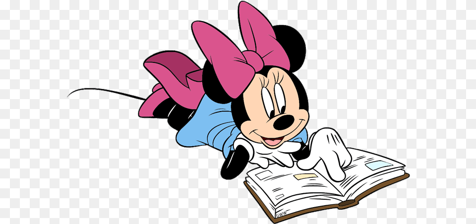 Mickey Clipart Reading Minnie Mouse Reading A Book, Publication, Comics, Cartoon Png Image