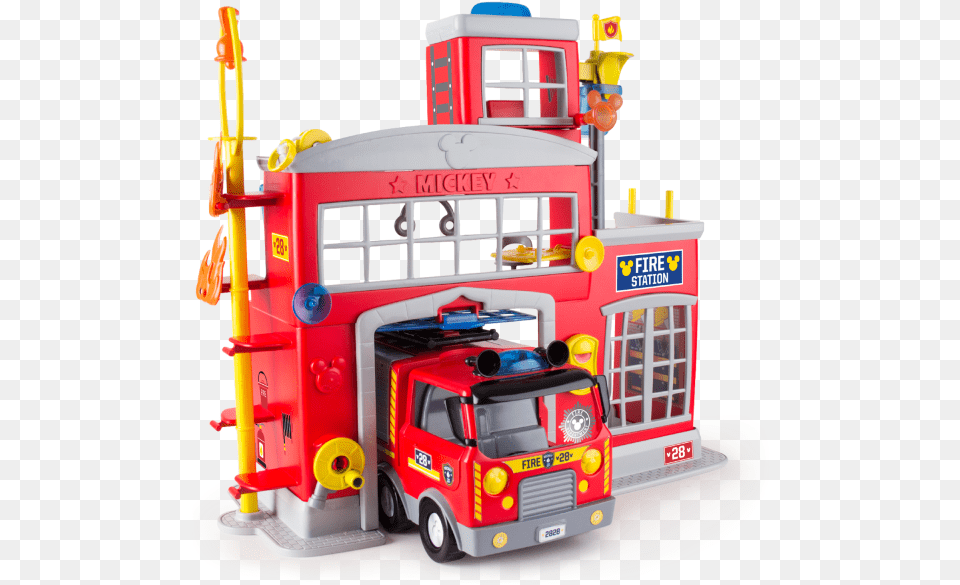Mickey Emergency Fire Truck Statie De Pompieri, Transportation, Vehicle, Bulldozer, Machine Png Image