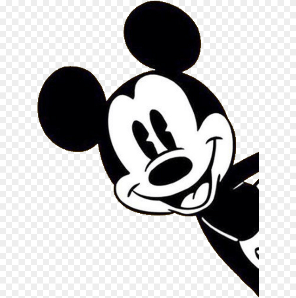 Mickey Mickeymouse Blackandwhite Mouse Cartoon Cartoons Mickey Mouse Peeking, Stencil, Baby, Person, Face Free Png