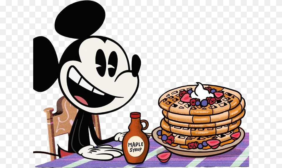 Mickey Mickeymouse Waffle Food Kawaii Waltdisney Mickey Mouse Eating Breakfast, Cartoon Png