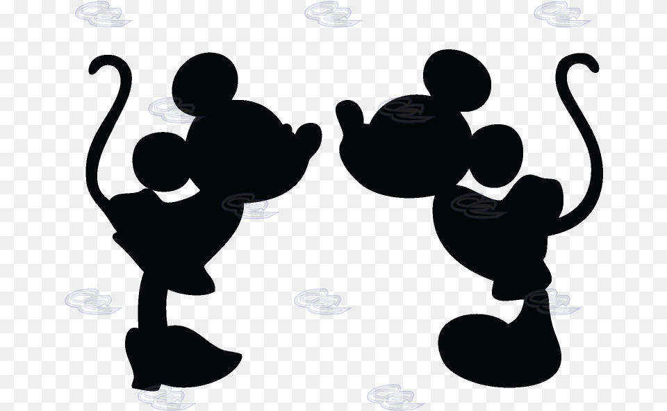 Mickey Minnie Mouse Kissing Silhouette, Blackboard, Pattern Png Image
