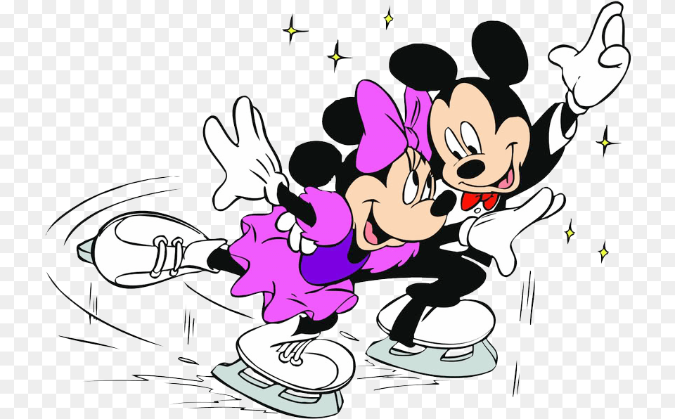 Mickey Minnie Sports Clipart Mickey Mouse And Minnie Mouse Ice Skating, Book, Comics, Publication, Graphics Png Image