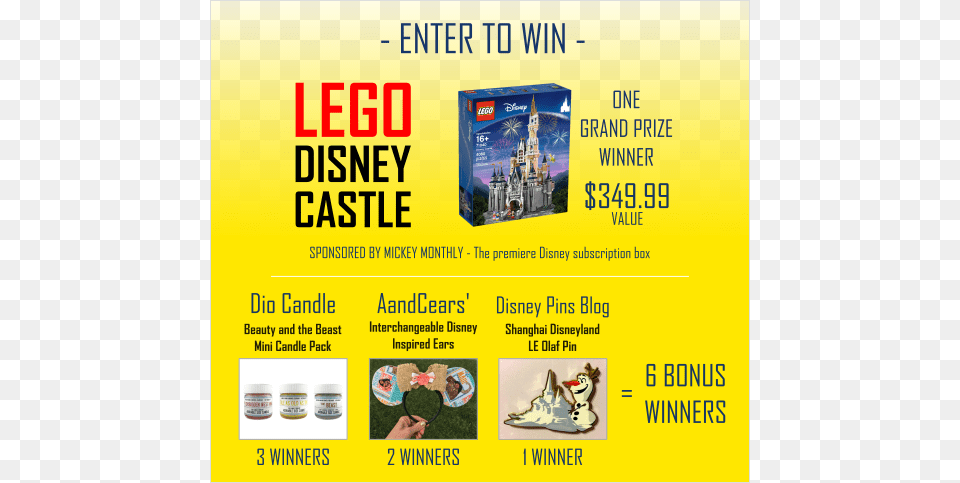 Mickey Monthly Contest Lego Disney Castle, Advertisement, Poster, Person Free Png Download