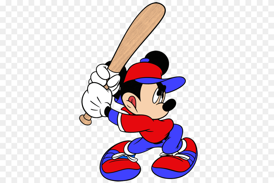 Mickey Mouse Baseball Batter Baseball Mickey Mouse Disney, People, Person, Team, Baseball Bat Free Png