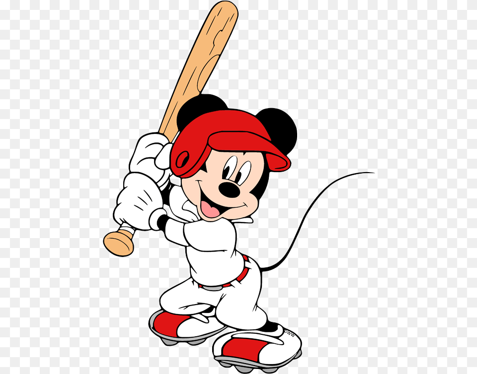 Mickey Mouse Baseball Clipart, Athlete, Team, Sport, Person Png