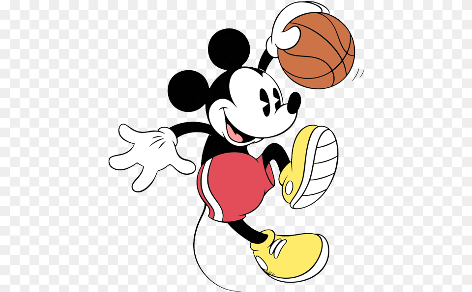 Mickey Mouse Basketball Outline Playing Sports, Head, Person Png Image