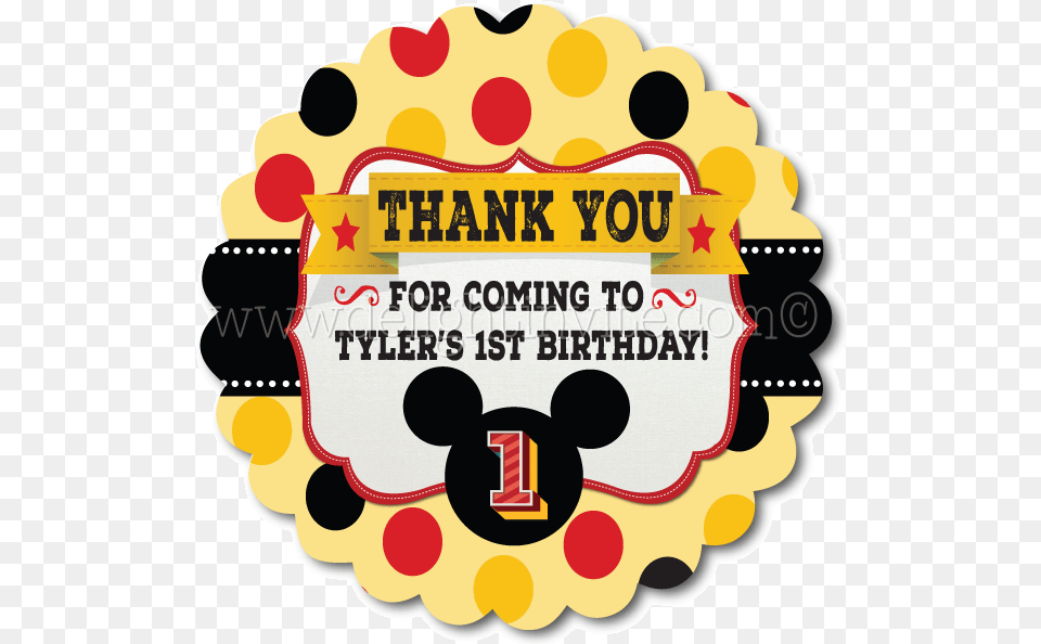 Mickey Mouse Birthday Favor Tag Download Mickey Mouse 1st Birthday Tags, Sticker, Circus, Leisure Activities, Badge Free Png