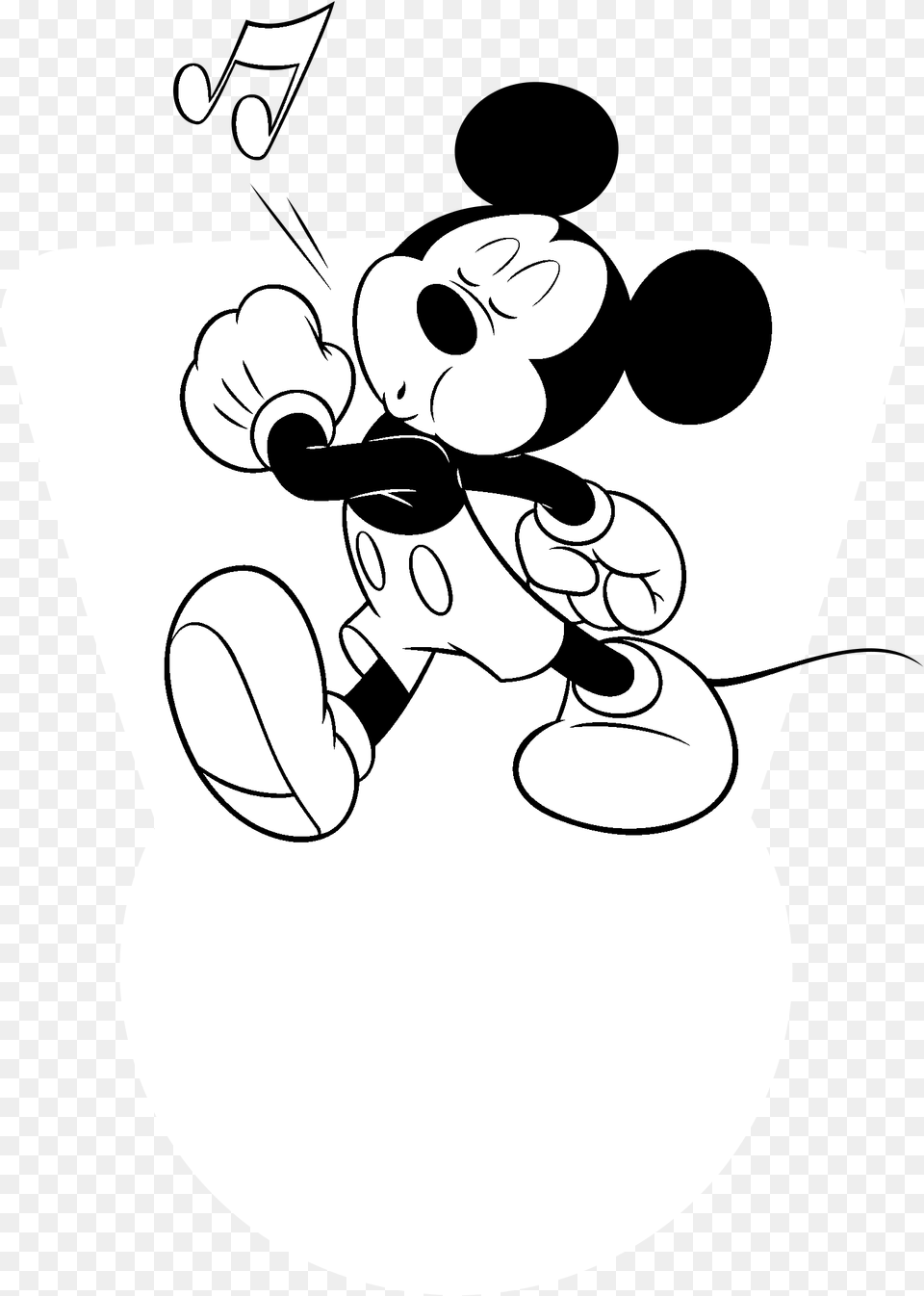 Mickey Mouse Black And White, Stencil, Art, Cartoon Free Png