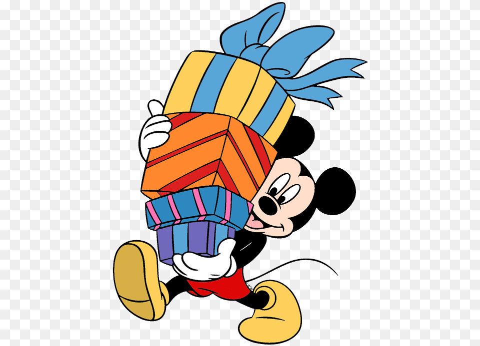 Mickey Mouse Carrying Pile Of Gifts Mickey Mouse Carrying Presents, Cartoon, Dynamite, Weapon Free Transparent Png