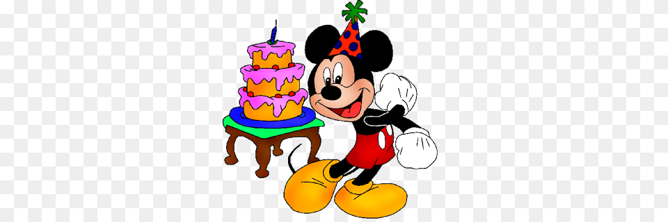 Mickey Mouse Clipart Birthday Cake, Hat, Clothing, Person, People Png Image