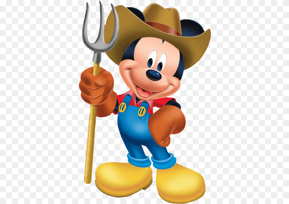 Mickey Mouse Clipart Tractor Mickey Mouse Farmer, Trident, Weapon, Clothing, Hat Free Png Download