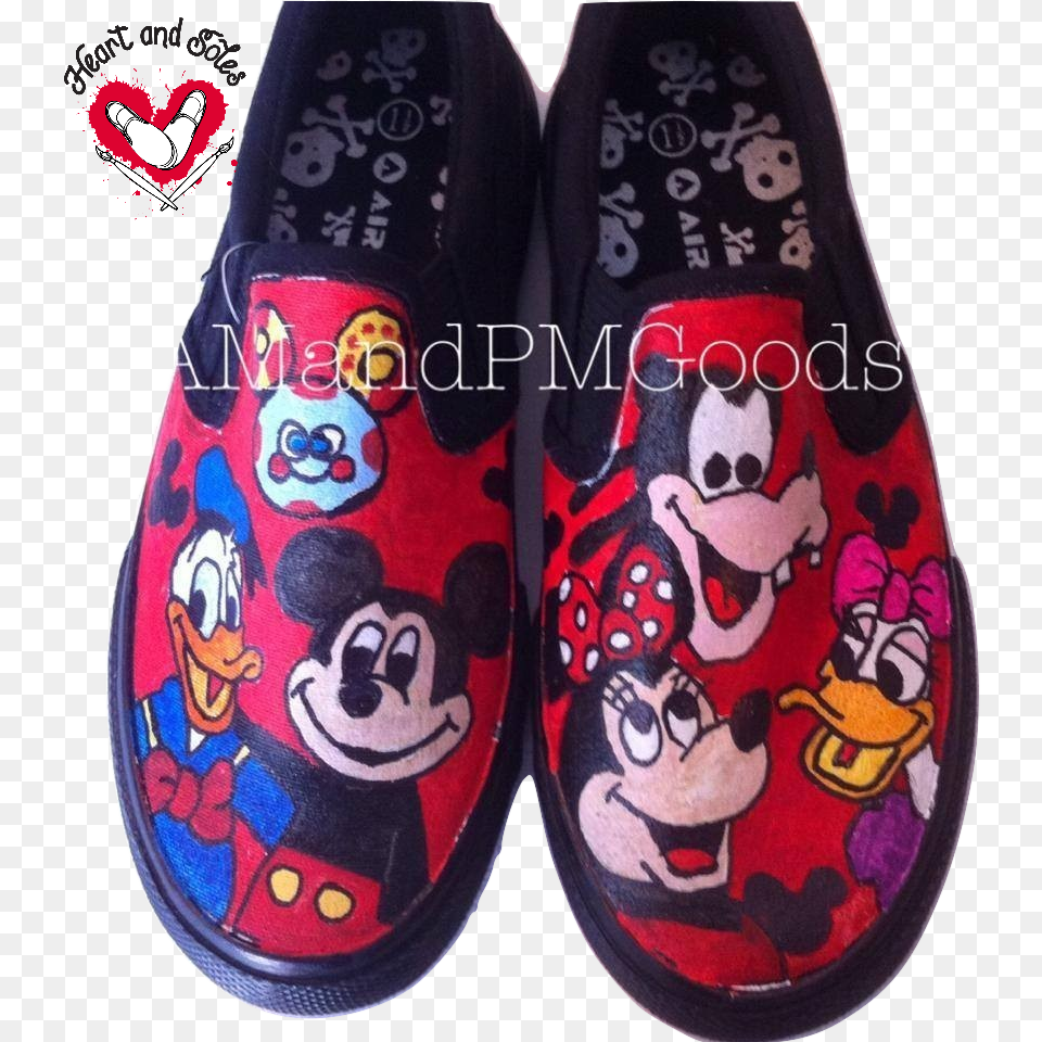 Mickey Mouse Clubhouse Hand Painted Shoes Heart And Soles Shoe, Clothing, Footwear, Sneaker, Person Free Png Download