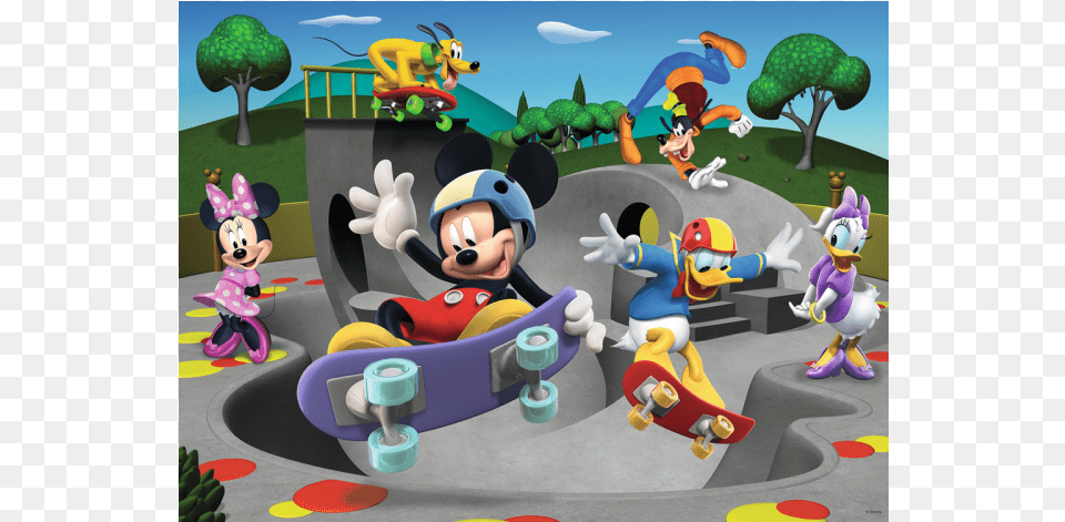 Mickey Mouse Clubhouse Ravensburger Mickey Amp Minnie At The Skate Park, Fungus, Plant, Baby, Person Free Png Download